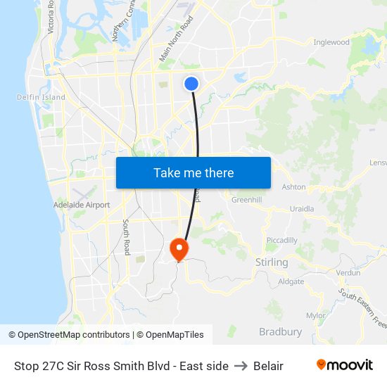 Stop 27C Sir Ross Smith Blvd - East side to Belair map