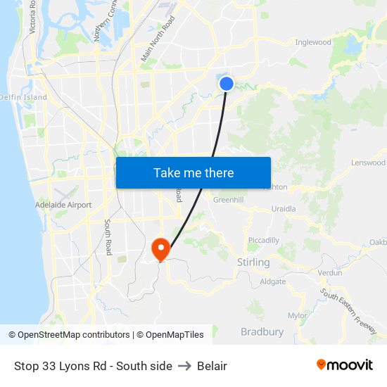 Stop 33 Lyons Rd - South side to Belair map