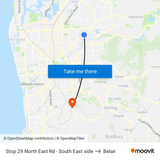 Stop 29 North East Rd - South East side to Belair map