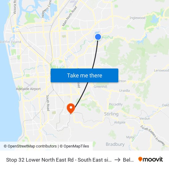 Stop 32 Lower North East Rd - South East side to Belair map