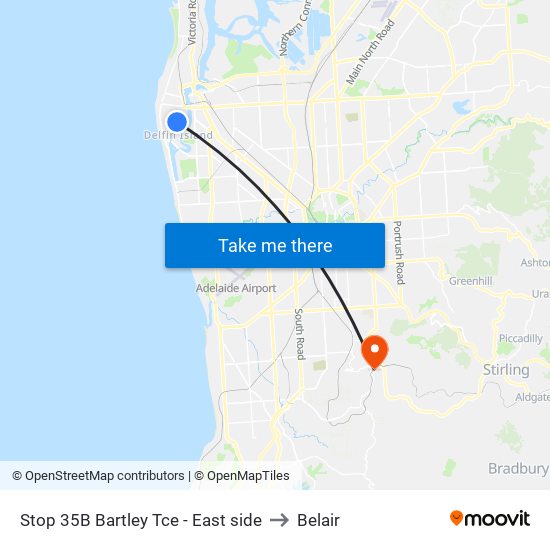 Stop 35B Bartley Tce - East side to Belair map