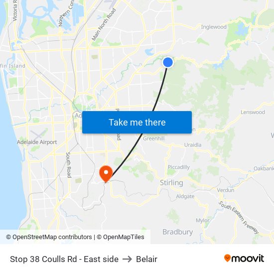Stop 38 Coulls Rd - East side to Belair map