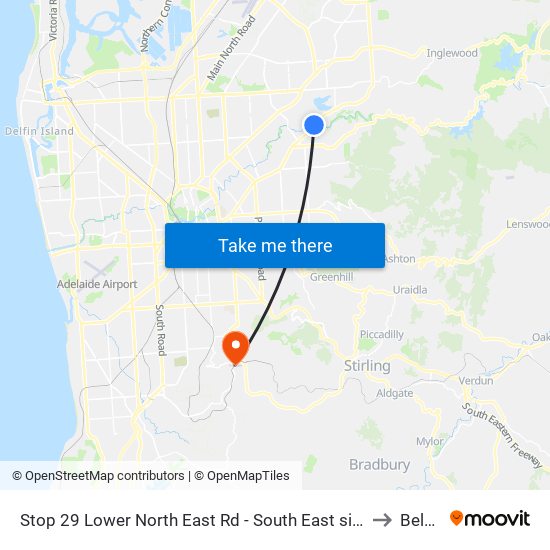 Stop 29 Lower North East Rd - South East side to Belair map
