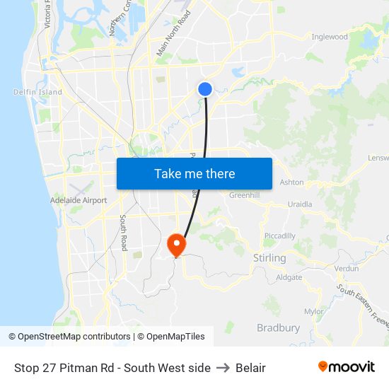 Stop 27 Pitman Rd - South West side to Belair map