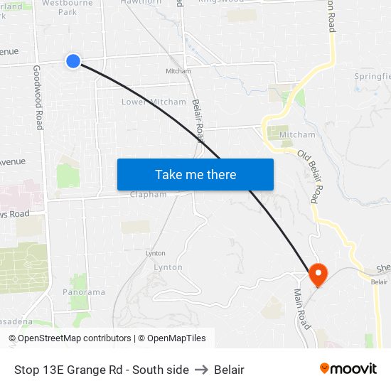 Stop 13E Grange Rd - South side to Belair map