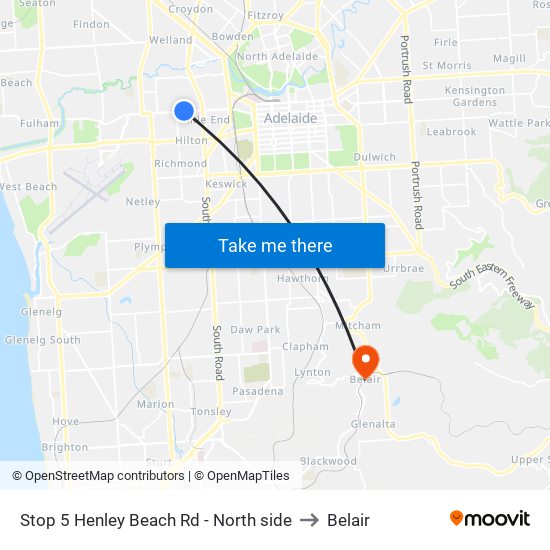 Stop 5 Henley Beach Rd - North side to Belair map