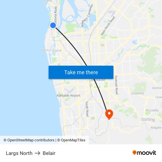 Largs North to Belair map