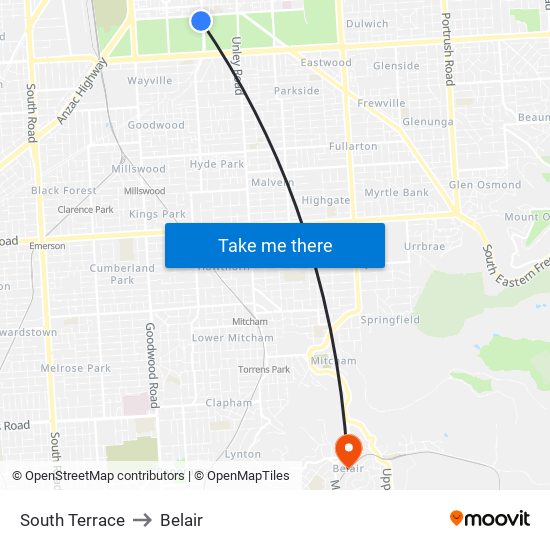 South Terrace to Belair map