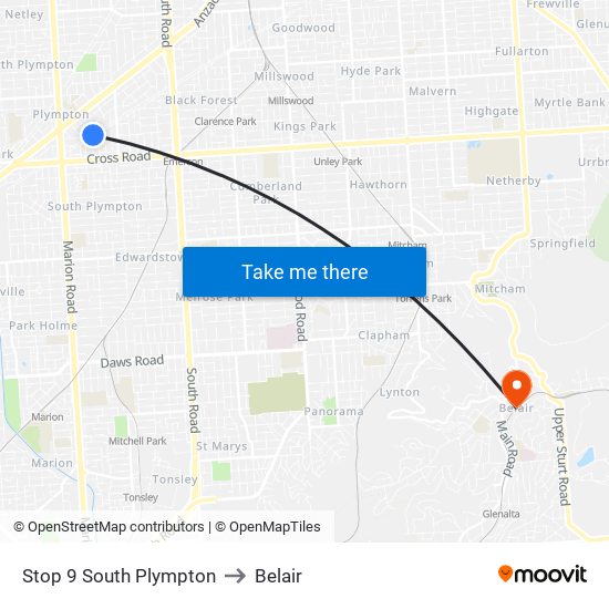 Stop 9 South Plympton to Belair map