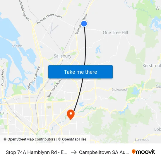 Stop 74A Hamblynn Rd - East side to Campbelltown SA Australia map