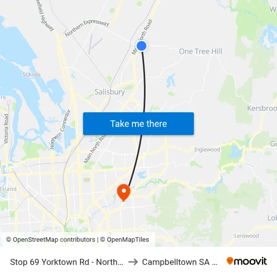 Stop 69 Yorktown Rd - North West side to Campbelltown SA Australia map