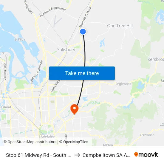 Stop 61 Midway Rd - South East side to Campbelltown SA Australia map