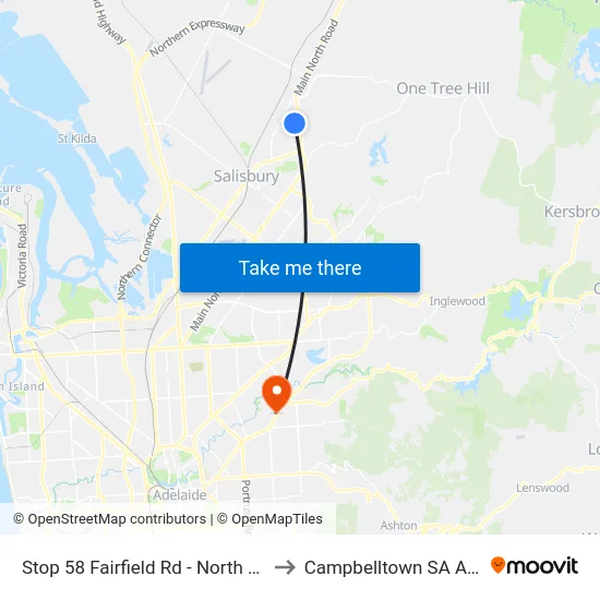 Stop 58 Fairfield Rd - North West side to Campbelltown SA Australia map