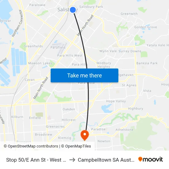 Stop 50/E Ann St - West side to Campbelltown SA Australia map