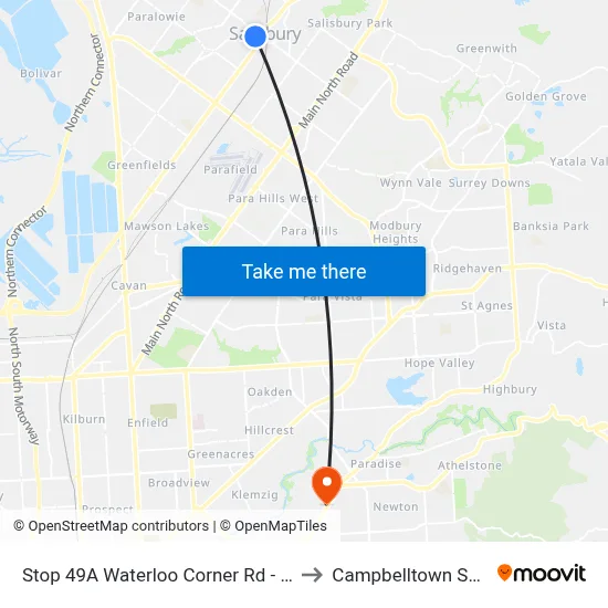 Stop 49A Waterloo Corner Rd - South West side to Campbelltown SA Australia map
