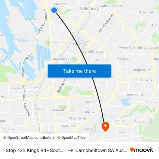 Stop 42B Kings Rd - South side to Campbelltown SA Australia map