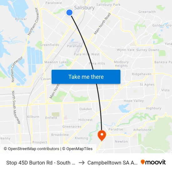 Stop 45D Burton Rd - South West side to Campbelltown SA Australia map