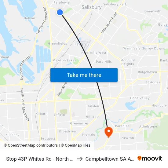 Stop 43P Whites Rd - North West side to Campbelltown SA Australia map