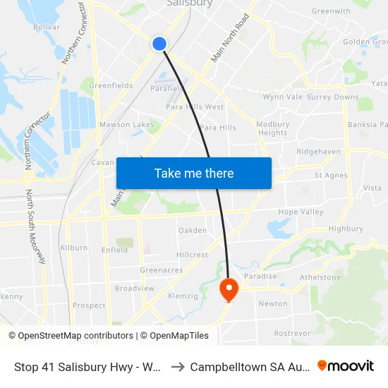 Stop 41 Salisbury Hwy - West side to Campbelltown SA Australia map