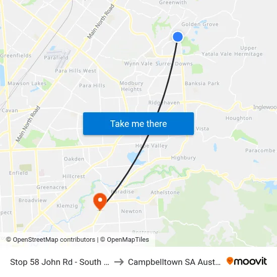 Stop 58 John Rd - South side to Campbelltown SA Australia map