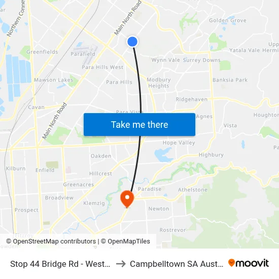 Stop 44 Bridge Rd - West side to Campbelltown SA Australia map