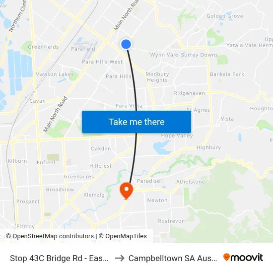 Stop 43C Bridge Rd - East side to Campbelltown SA Australia map