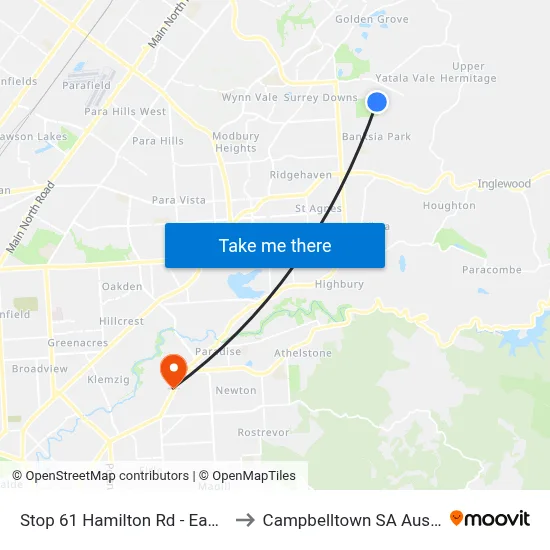 Stop 61 Hamilton Rd - East side to Campbelltown SA Australia map