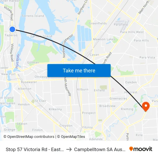 Stop 57 Victoria Rd - East side to Campbelltown SA Australia map