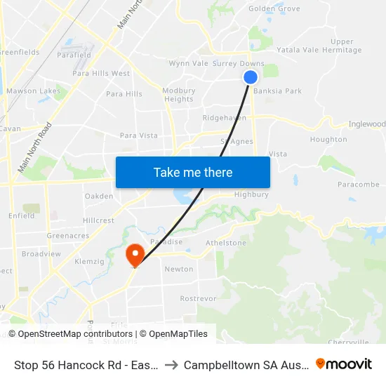 Stop 56 Hancock Rd - East side to Campbelltown SA Australia map