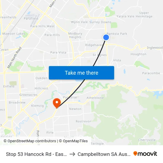 Stop 53 Hancock Rd - East side to Campbelltown SA Australia map