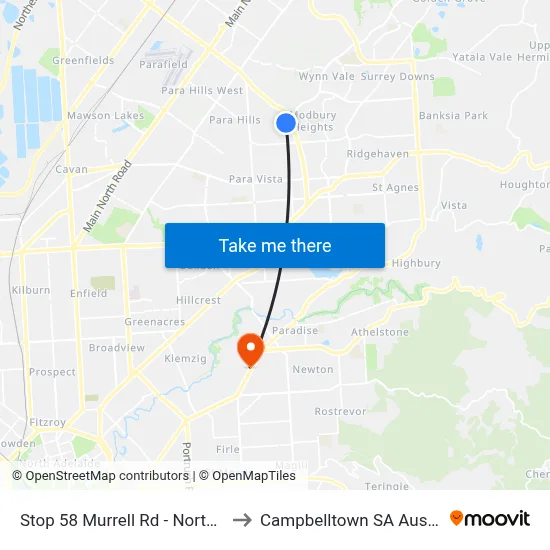Stop 58 Murrell Rd - North side to Campbelltown SA Australia map