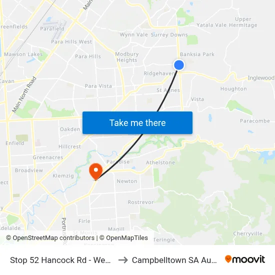 Stop 52 Hancock Rd - West side to Campbelltown SA Australia map