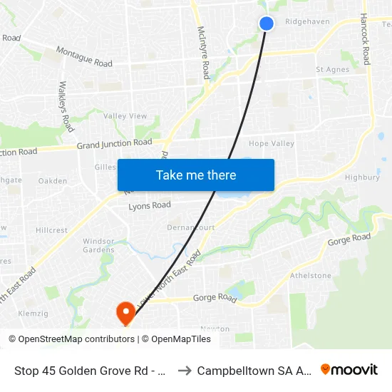 Stop 45 Golden Grove Rd - West side to Campbelltown SA Australia map