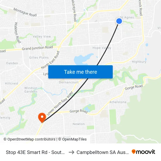 Stop 43E Smart Rd - South side to Campbelltown SA Australia map