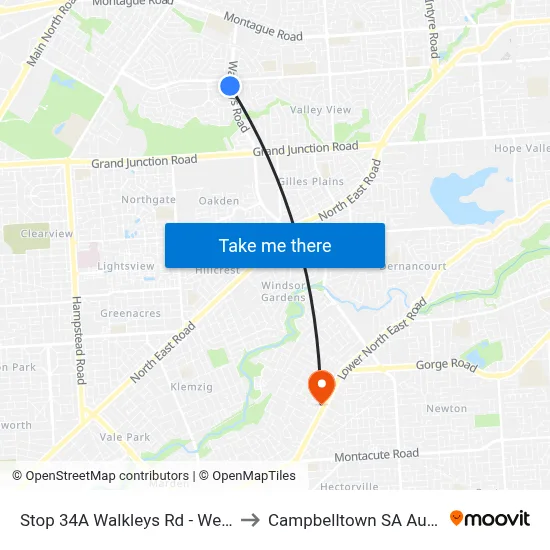 Stop 34A Walkleys Rd - West side to Campbelltown SA Australia map