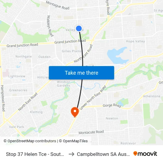 Stop 37 Helen Tce - South side to Campbelltown SA Australia map
