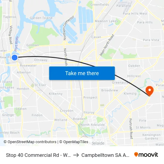 Stop 40 Commercial Rd - West side to Campbelltown SA Australia map