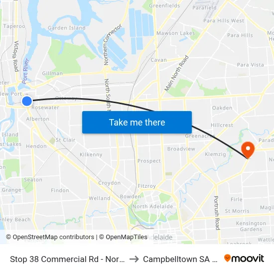 Stop 38 Commercial Rd - North East side to Campbelltown SA Australia map