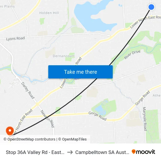 Stop 36A Valley Rd - East side to Campbelltown SA Australia map