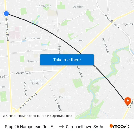 Stop 26 Hampstead Rd - East side to Campbelltown SA Australia map