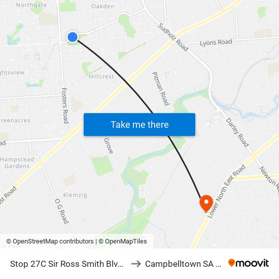 Stop 27C Sir Ross Smith Blvd - East side to Campbelltown SA Australia map