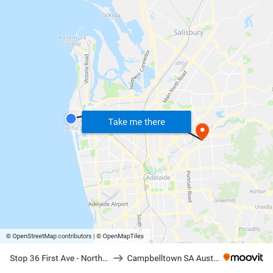 Stop 36 First Ave - North side to Campbelltown SA Australia map