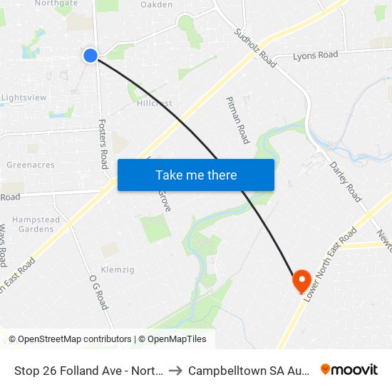 Stop 26 Folland Ave - North side to Campbelltown SA Australia map