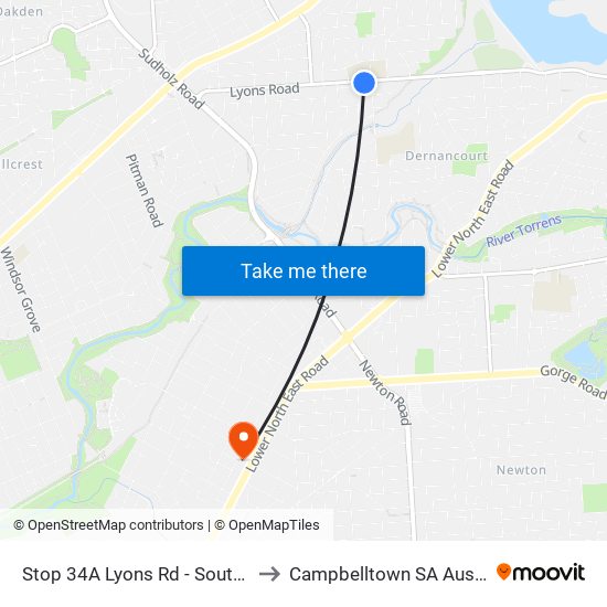 Stop 34A Lyons Rd - South side to Campbelltown SA Australia map