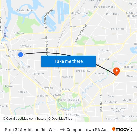 Stop 32A Addison Rd - West side to Campbelltown SA Australia map