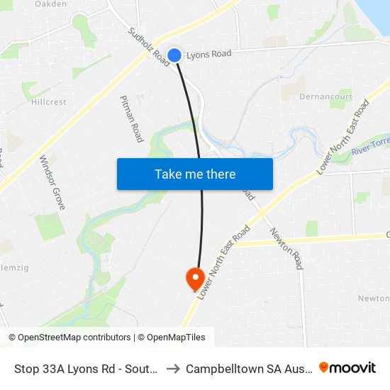 Stop 33A Lyons Rd - South side to Campbelltown SA Australia map