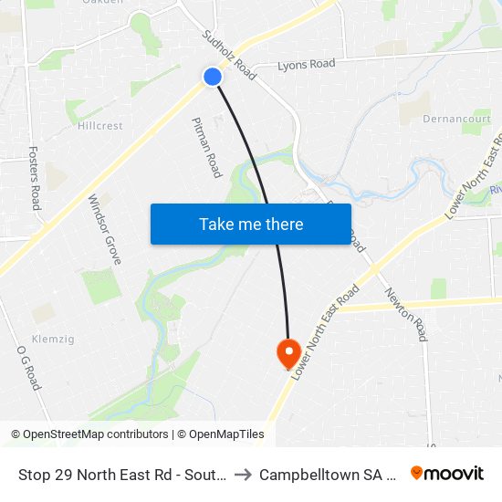 Stop 29 North East Rd - South East side to Campbelltown SA Australia map