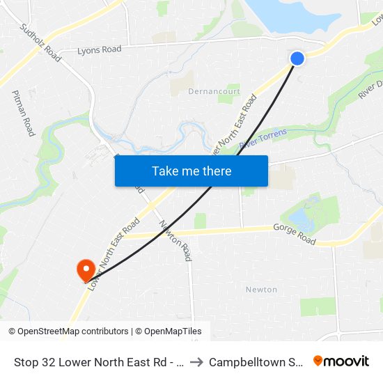 Stop 32 Lower North East Rd - North West side to Campbelltown SA Australia map