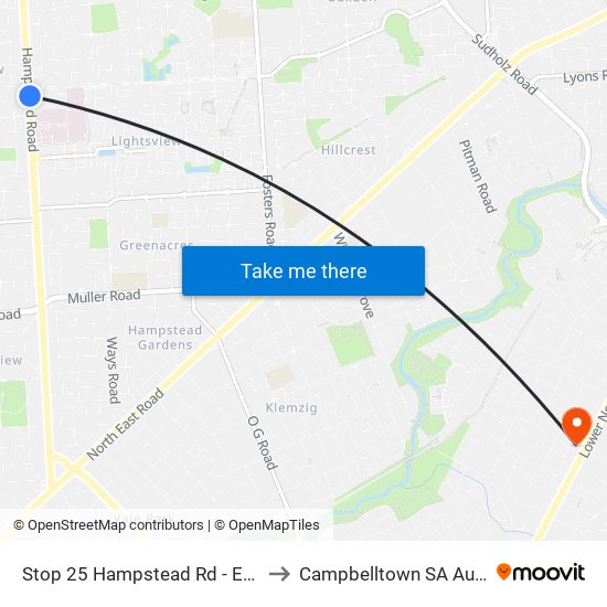 Stop 25 Hampstead Rd - East side to Campbelltown SA Australia map