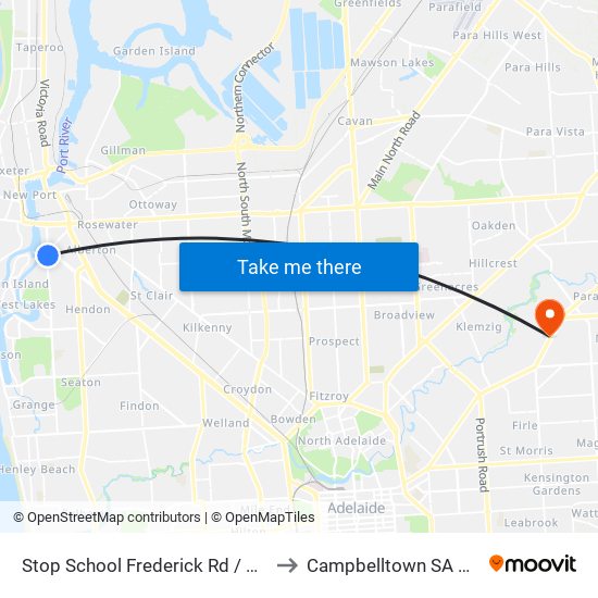 Stop School Frederick Rd / Old Port Rd to Campbelltown SA Australia map